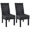 vidaXL Esszimmerst&uuml;hle 2 Stk. Schwarz Kubu-Rattan und Mahagoniholz