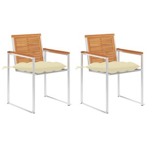 vidaXL Gartenst&uuml;hle mit Kissen 2 Stk. Massivholz Akazie und Stahl