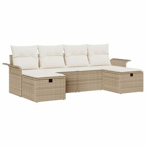 vidaXL Gartensofa-set 6 stk. Beige und Creme Poly-Rattan