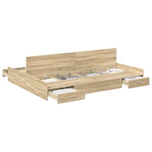 vidaXL Aufbewahrungsbettgestell mit Kopfteil Sonoma-Eiche 160 x 200 cm