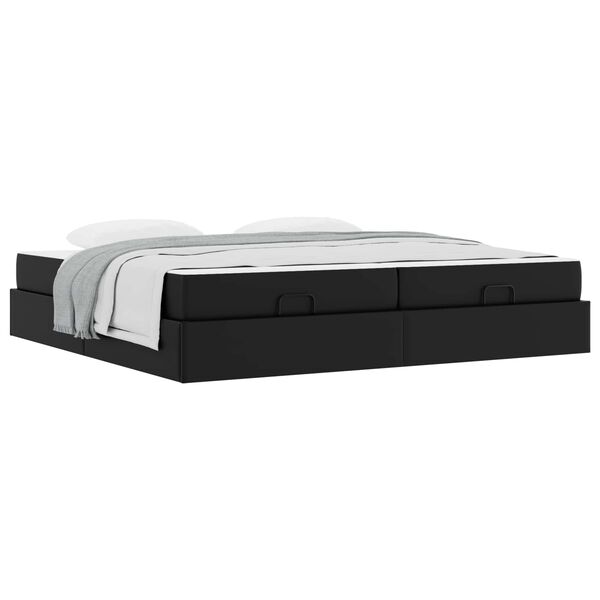 vidaXL Bettgestell mit Matratze mit Matratze 2 pcs Schwarz PVC
