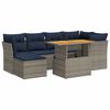vidaXL 7-tlg. Garten-Sofagarnitur mit Kissen Grau Poly Rattan