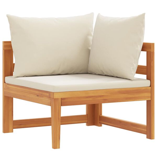 vidaXL Ecksofa mit Cremewei&szlig;en Kissen Massivholz Akazie