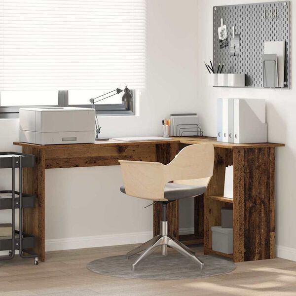 vidaXL Schreibtisch mit Regal Altholz 142 x 102 x 73 cm Holzwerkstoff