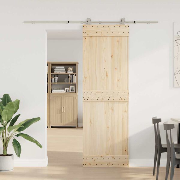 vidaXL Schiebet&uuml;r-Beschlagsatz 200 cm Edelstahl Silbern