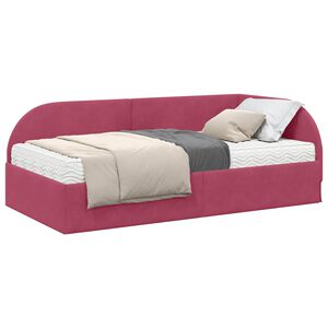 vidaXL Eckbettgestell mit Matratze 2 stk. Weinrot 80 x 200 cm Samt