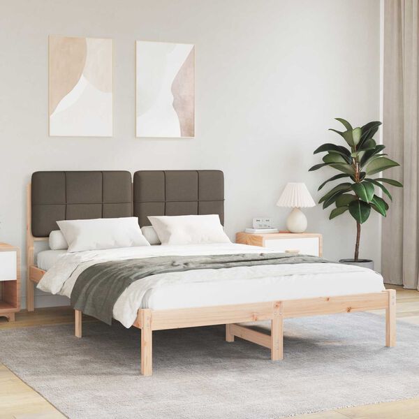 vidaXL Bettgestell mit gepolstertem Kopfteil Taupe 140 x 190 cm