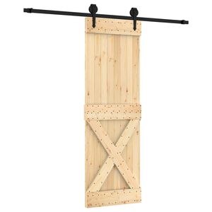 vidaXL Schiebet&uuml;r Nat&uuml;rlich und Schwarz 70 x 210 cm Massivkiefer