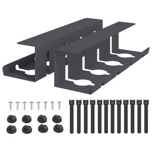 vidaXL Unter dem Schreibtisch Kabelmanagement Tray 2 Stk. Anthrazit