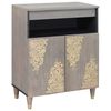 vidaXL Sideboard Grau und Gold 60 x 33 x 75 cm Massivholz Mango