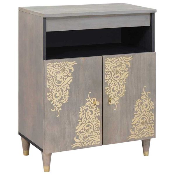 vidaXL Sideboard Grau und Gold 60 x 33 x 75 cm Massivholz Mango