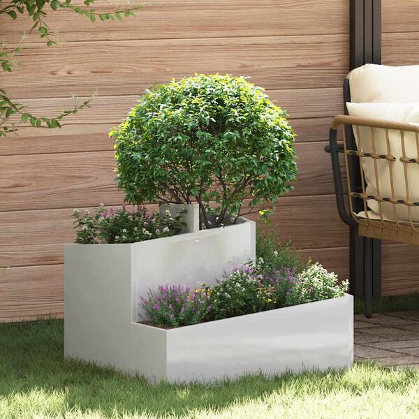vidaXL Garten-Pflanzgef&auml;&szlig; Silber 60 x 60 x 50 cm Edelstahl