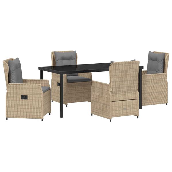 vidaXL Garten Essgruppe 5 pcs Beige und Hellgrau Poly-Rattan