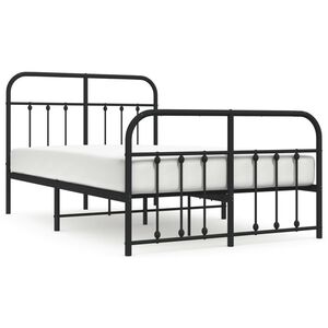 vidaXL Bettgestell mit Kopf- und Fu&szlig;teil Metall Schwarz 120x190 cm