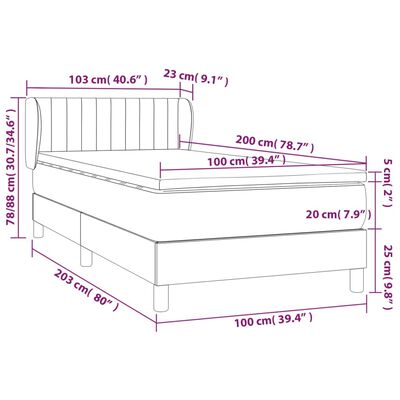 vidaXL Boxspringbett mit Matratze Rosa 100x200 cm Samt