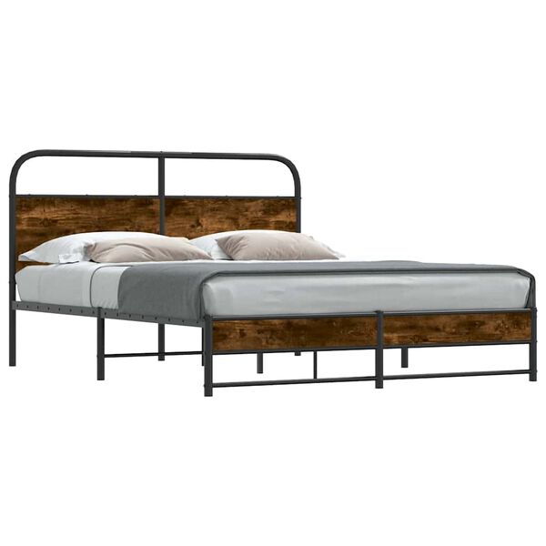 vidaXL Bettgestell ohne Matratze 150x200 cm R&auml;uchereiche Holzwerkstoff