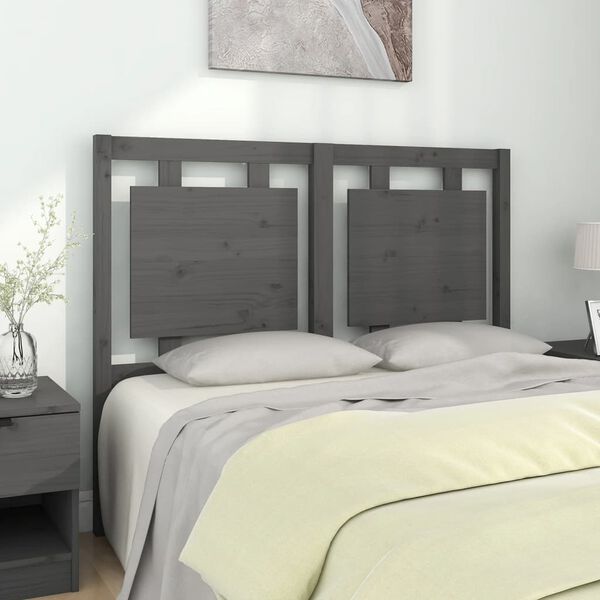 vidaXL Kopfteil Grau 125,5x4x100 cm Massivholz Kiefer