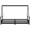 vidaXL Kinderbett Schwarz 90x200 cm Massivholz Kiefer