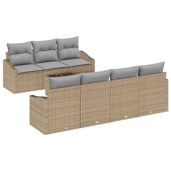 vidaXL Sofa Set mit Kissen 8 pcs Beige und Grau Poly-Rattan
