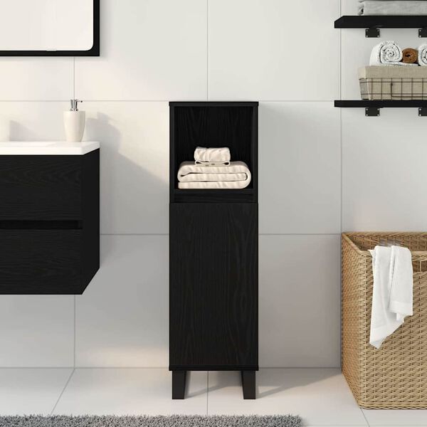 vidaXL Badezimmerschrank mit T&uuml;r Schwarz Eichen-Optik 30 x 30 x 100 cm