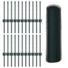 vidaXL Zaun mit Pfosten Gr&uuml;n 0,4 x 50 m Stahl und PVC