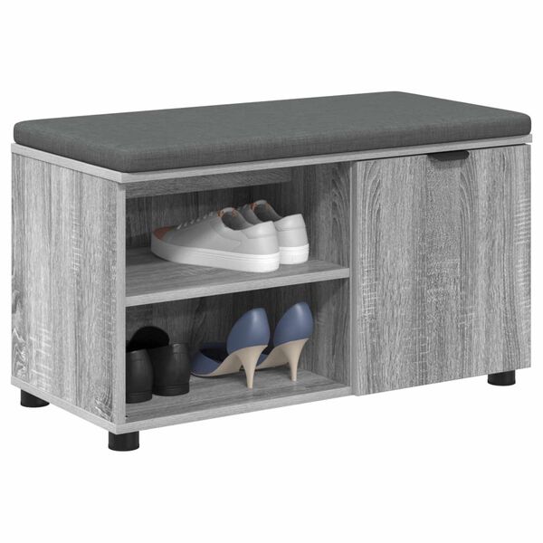 vidaXL Flurbank mit Kissen mit Regal Graues Sonoma 80 x 38 x 46 cm