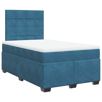 vidaXL Boxspringbett mit Matratze Blau 120x190 cm Samt