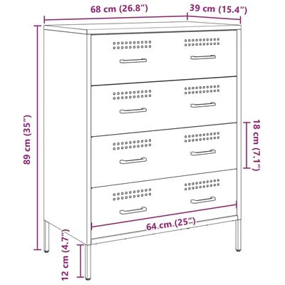 vidaXL Sideboard Anthrazit 68x39x89 cm Stahl