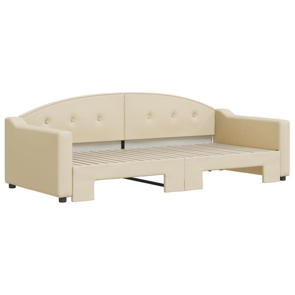 vidaXL Tagesbett Ausziehbar Creme 90x200 cm Stoff