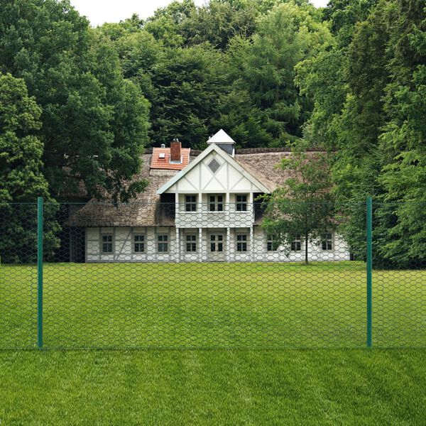 vidaXL Maschendrahtzaun mit Pfosten Stahl 25 x 0,75 m Gr&uuml;n