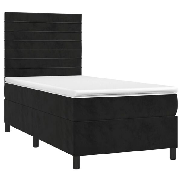 vidaXL Boxspringbett mit Matratze & LED Schwarz 90x200 cm Samt