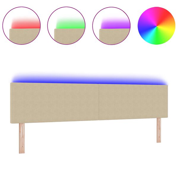 vidaXL LED Kopfteil mit LED-Lichtleisten Grau-Gr&uuml;n 200 cm Polyester