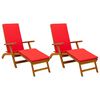 vidaXL Liegestuhl zum Verstellen und Klappen mit Kissen 2 pcs Rot