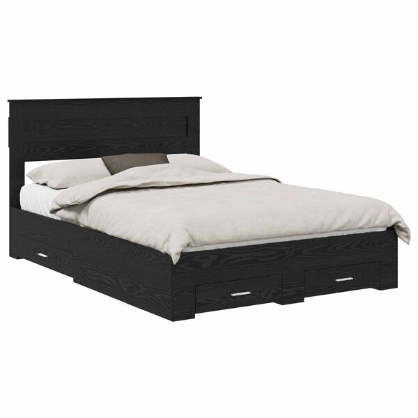 vidaXL Bettrahmen Schwarz Eichen-Optik 160 x 200 cm Holzwerkstoff