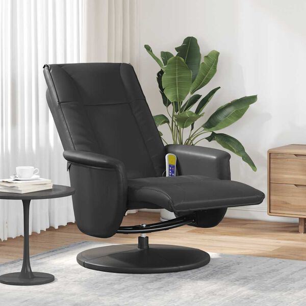 vidaXL Massagesessel mit Fu&szlig;teil Schwarz Kunstleder
