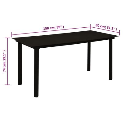 vidaXL 7-tlg. Garten-Essgruppe Schwarz PVC-Rattan