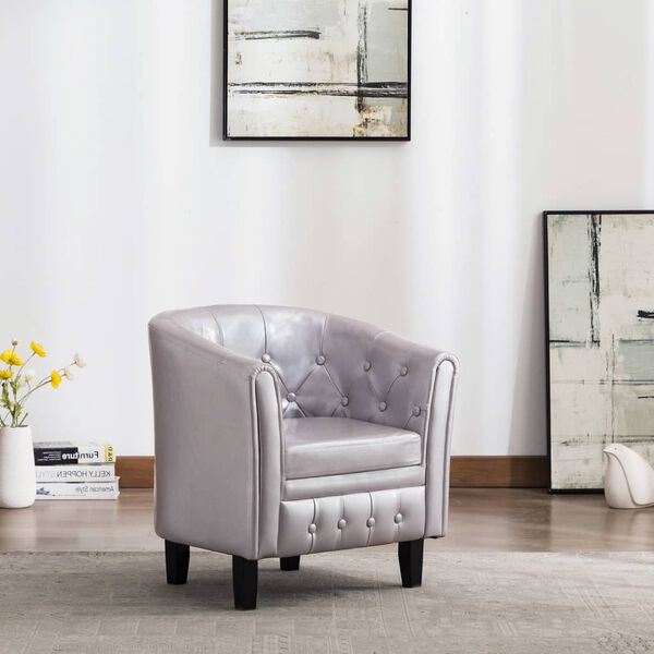 vidaXL Clubsessel Silbern Kunstleder