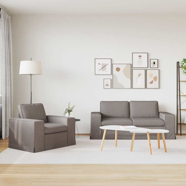 vidaXL Sofa 140cm 2 pcs Taupe Metall