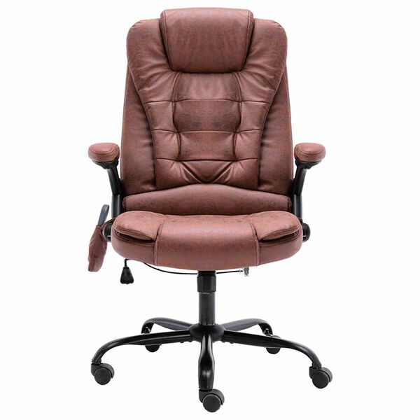 vidaXL B&uuml;rostuhl mit Massagefunktion Hellbraun Wildleder-Optik