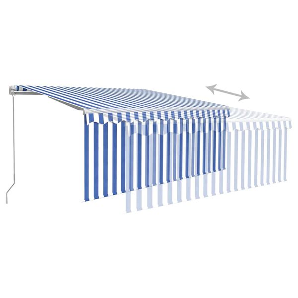 vidaXL Markise Manuell Einziehbar mit Rollo 3x2,5 m Blau und Wei&szlig;