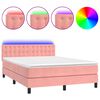 vidaXL Boxspringbett mit Matratze & LED Rosa 140x190 cm Samt