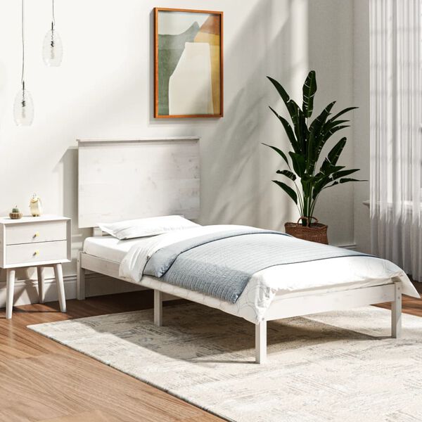 vidaXL Massivholzbett Wei&szlig; 90x190 cm