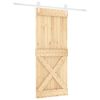 vidaXL Schiebet&uuml;r Nat&uuml;rlich und Wei&szlig; 100 x 210 cm Massives Kiefernholz