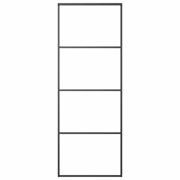 vidaXL Schiebetür ESG-Glas und Aluminium mattiert 76x205 cm Schwarz