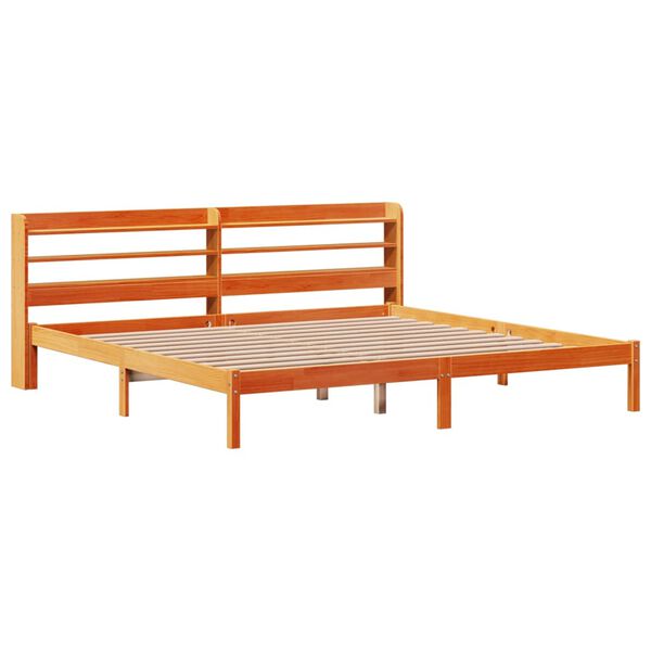 vidaXL Bettgestell mit Kopfteil ohne Matratze Wachsbraun 180x200 cm