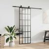 vidaXL Schiebet&uuml;r mit Beschlag Schwarz 76x205 cm ESG-Glas