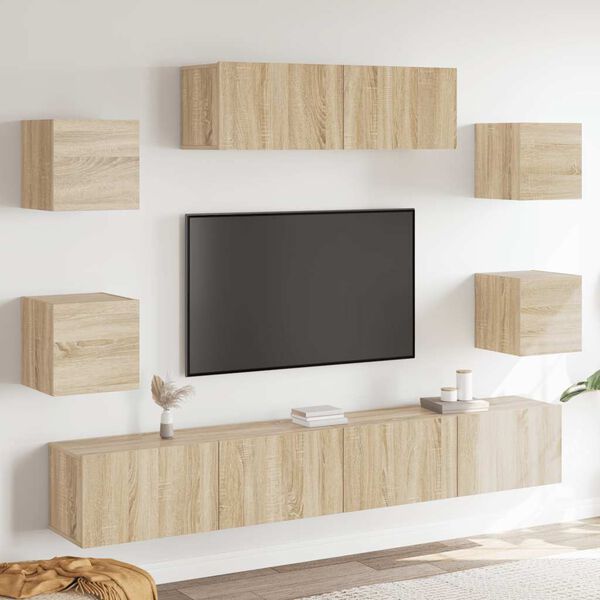 vidaXL 7-tlg. TV-Schrank-Set Sonoma-Eiche Holzwerkstoff