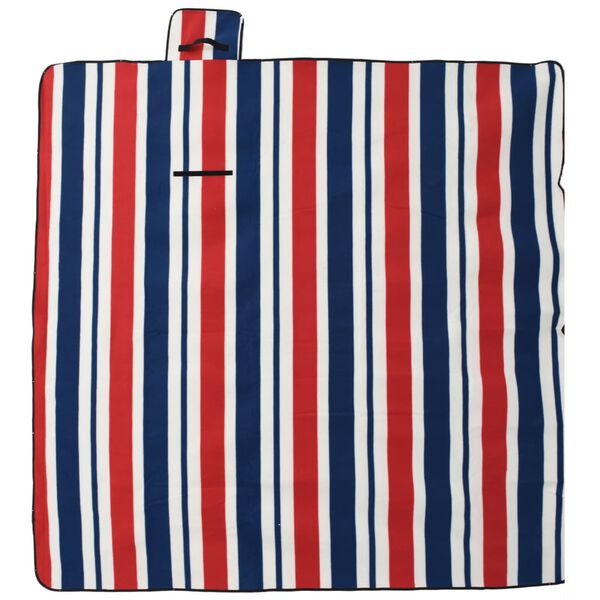 vidaXL Picknickdecke Faltbar Rot und Blau Gestreift 200x200 cm Samt