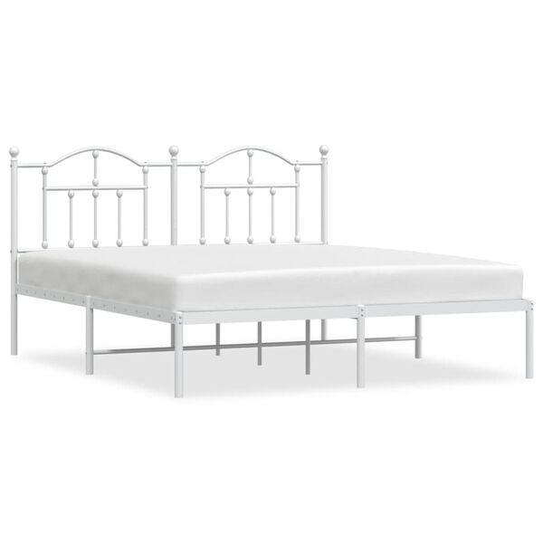 vidaXL Bettgestell mit Kopfteil Metall Wei&szlig; 180x200 cm