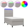 vidaXL Boxspringbett mit Matratze & LED Hellgrau 100x200 cm Stoff